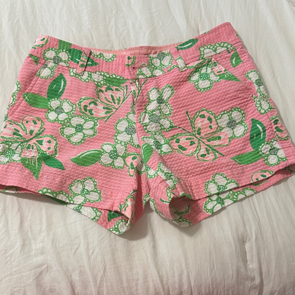 Lilly Pulitzer Pink & Green Floral Butterfly Shorts